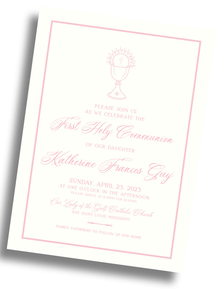 First Holy Communion Invitation - Pink