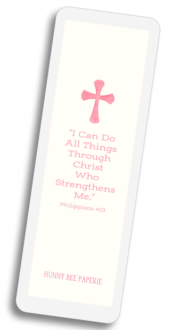 Cross Scripture Verse Bookmark - Pink