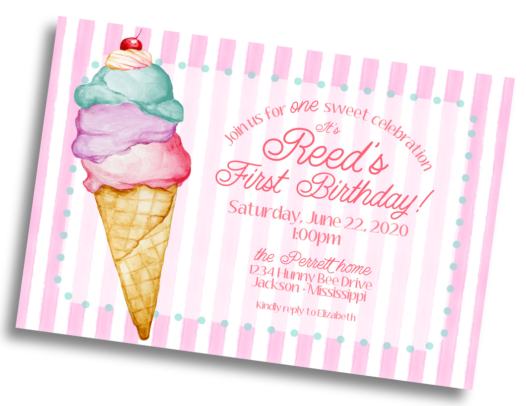 One Sweet Birthday Invitation