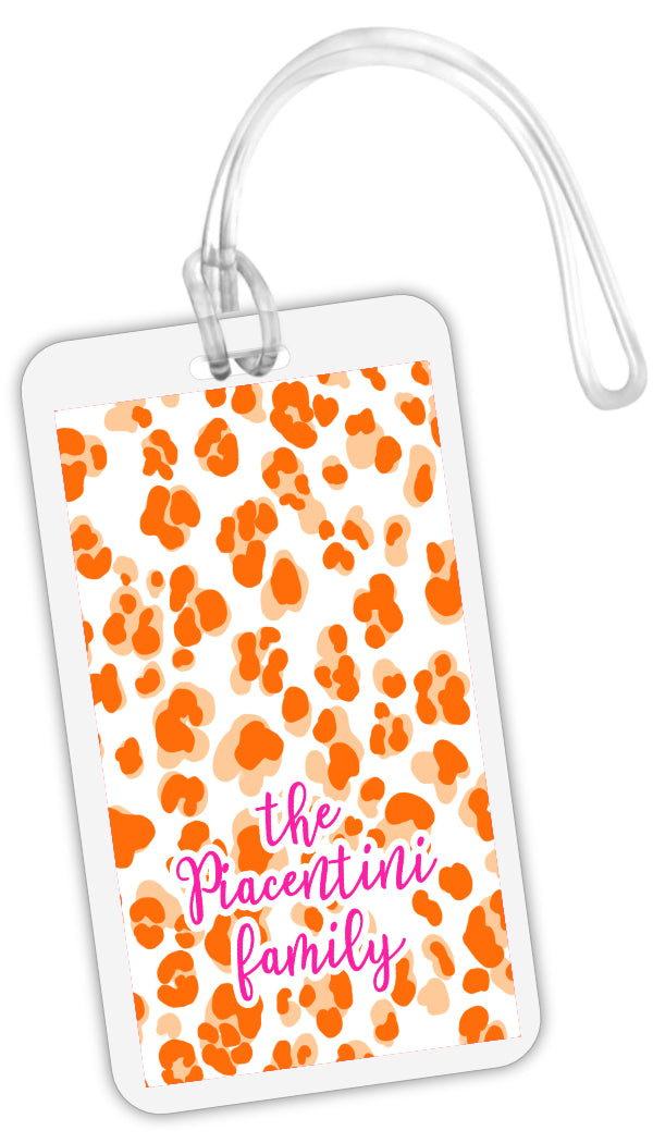 Orange Cheetah Bag Tag