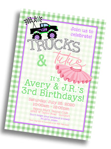 Trucks & Tutus Birthday Invitation