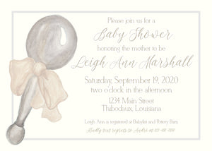 Vintage Baby Rattle Shower Invitation