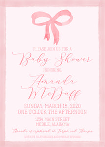 Bow Baby Shower Invitation