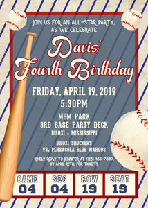 Vintage Baseball Birthday Invitation