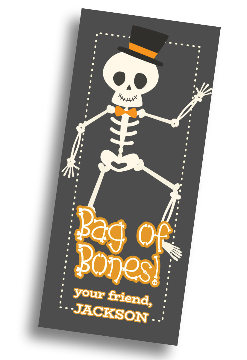 Bag of Bones Skeleton Gift Tag - Boy