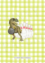 Load image into Gallery viewer, Dinosaur Bowling Birthday Invitation
