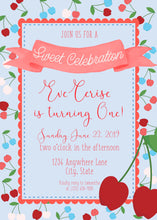 Load image into Gallery viewer, Cherry Sweet Birthday invitation
