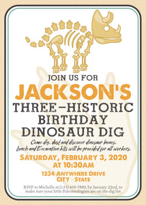 Dinosaur Dig Birthday Invitation
