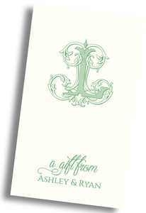 Vintage Single Initial Gift Tag - Green