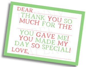Holiday Fill-in Thank You Notes