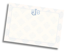 Load image into Gallery viewer, Blue Damask Monogram Stationery
