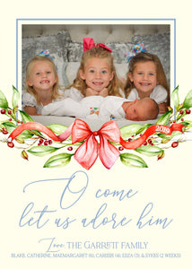 O Come Let Us Adore Him Christmas & Birth Announcement Card
