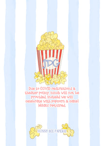 Popcorn Movie Birthday Invitation - Blue