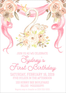 Swan Birthday Invitation