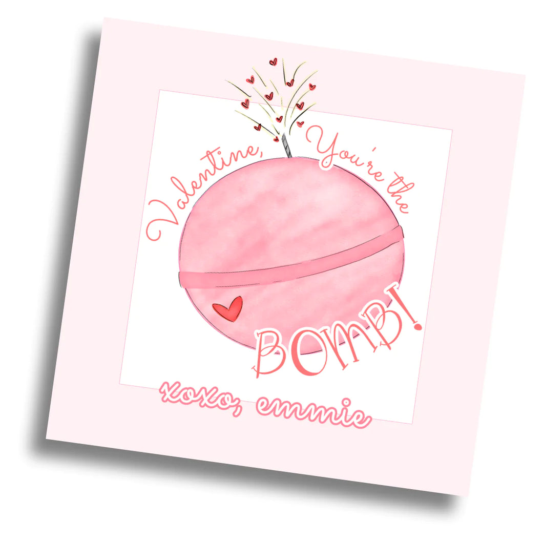 Bath Bomb Valentine Card - Pink - PRINTABLE