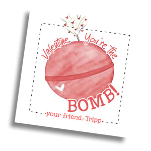 Bath Bomb Valentine Card - Red - PRINTABLE