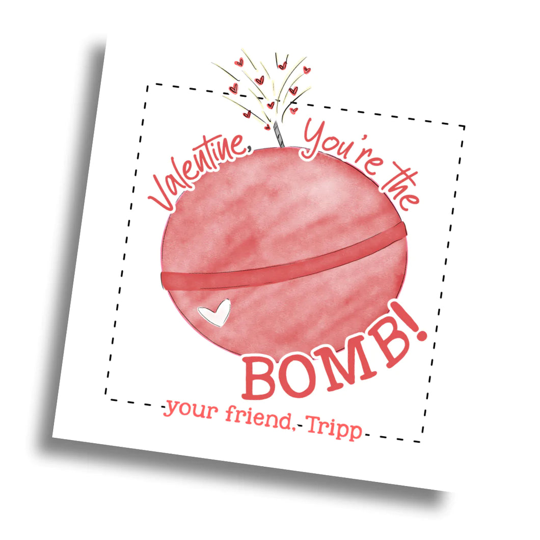 Bath Bomb Valentine Card - Red - PRINTABLE