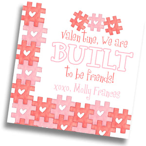Built to be Friends Valentine Card - Pink/Red - PRINTABLE