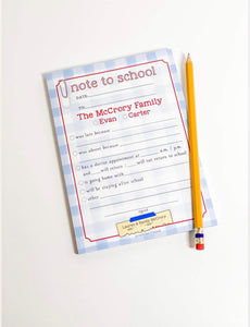 "Note to School" Notepad