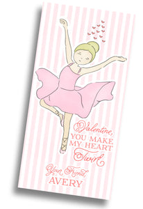 Ballerina Valentine Card - PRINTABLE