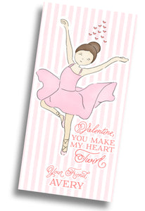 Ballerina Valentine Card - PRINTABLE