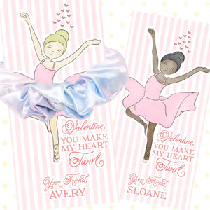 Ballerina Valentine Card - PRINTABLE