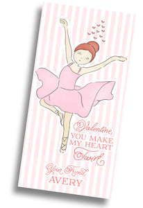 Ballerina Valentine Card - PRINTABLE