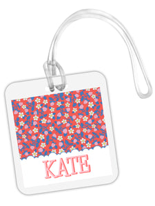 Liberty Inspired Strawberry Square Bag Tag