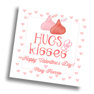 Hugs & Kisses Valentine Card - PRINTABLE