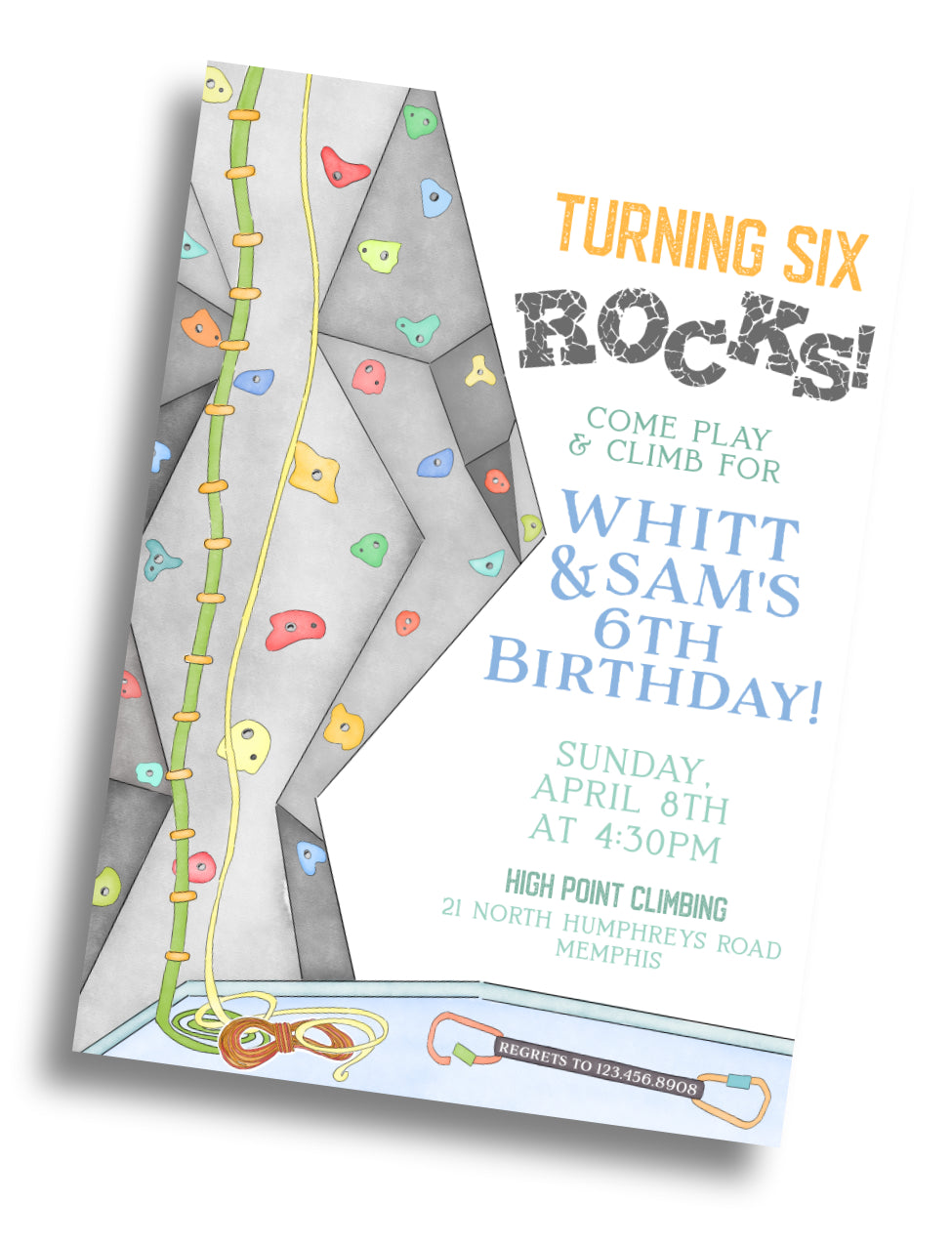 Rock Climbing Wall Birthday Invitation