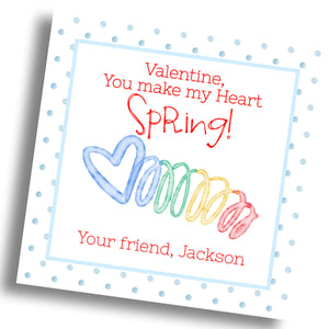 Slinky Spring Valentine Card - Primary Color - PRINTABLE