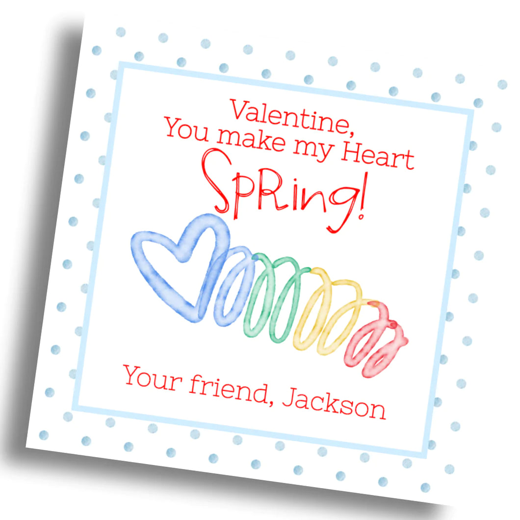 Slinky Spring Valentine Card - Primary Color - PRINTABLE