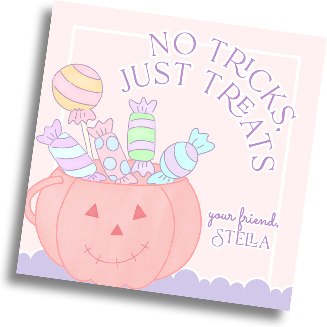 No Tricks Just Treats Pumpkin Gift Tag