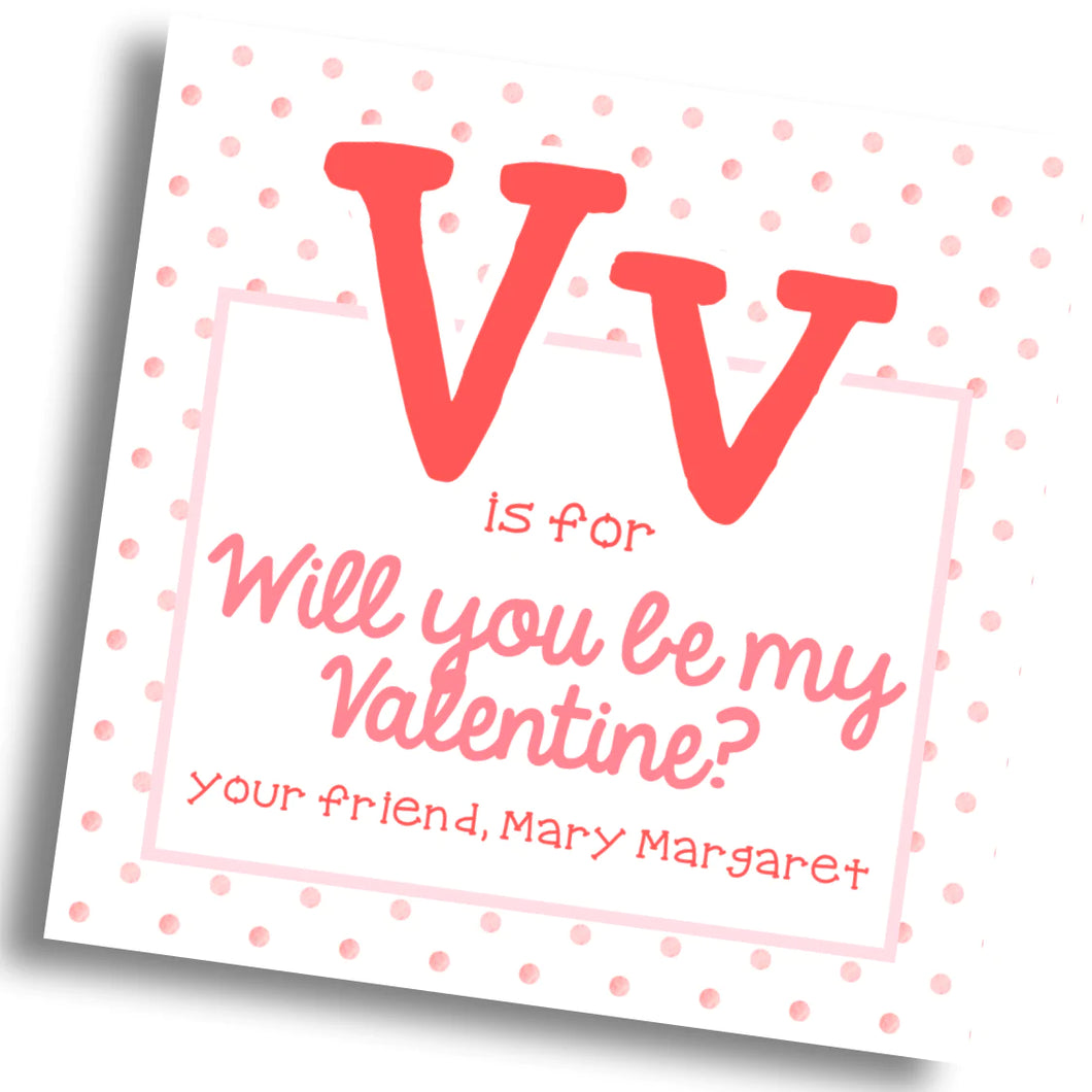 Alphabet Vv Valentine Card - PRINTABLE